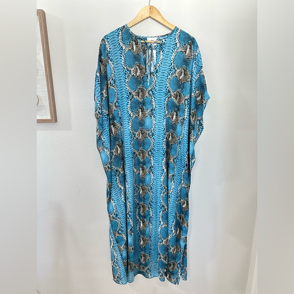 Long blue dress cover up
